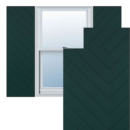 15W X 68H True Fit PVC Diagonal Slat Modern Style Fixed Mount Shutters, Thermal Green